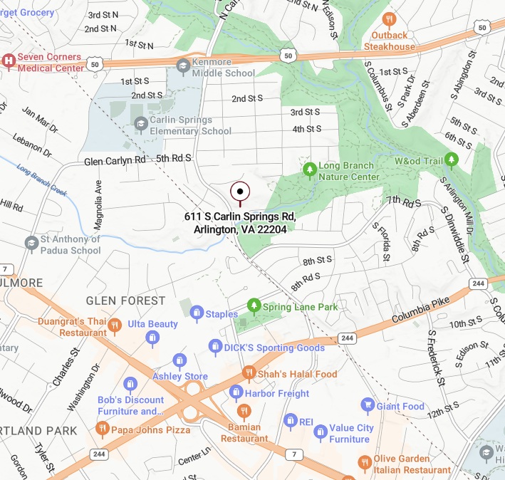 Area map for 611 S. Carlin Spring Rd